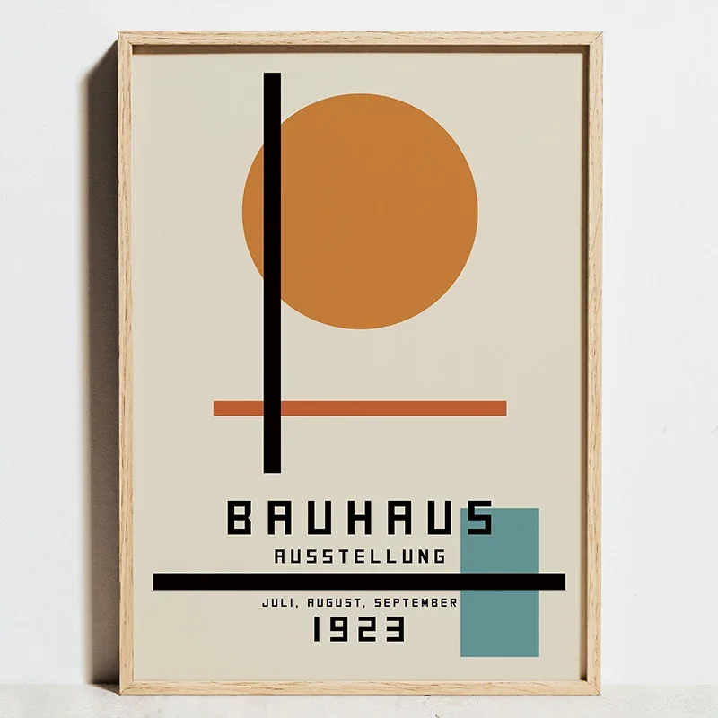 Plakat geometryczny Bauhaus w odcieniach niebieskiego Wielo