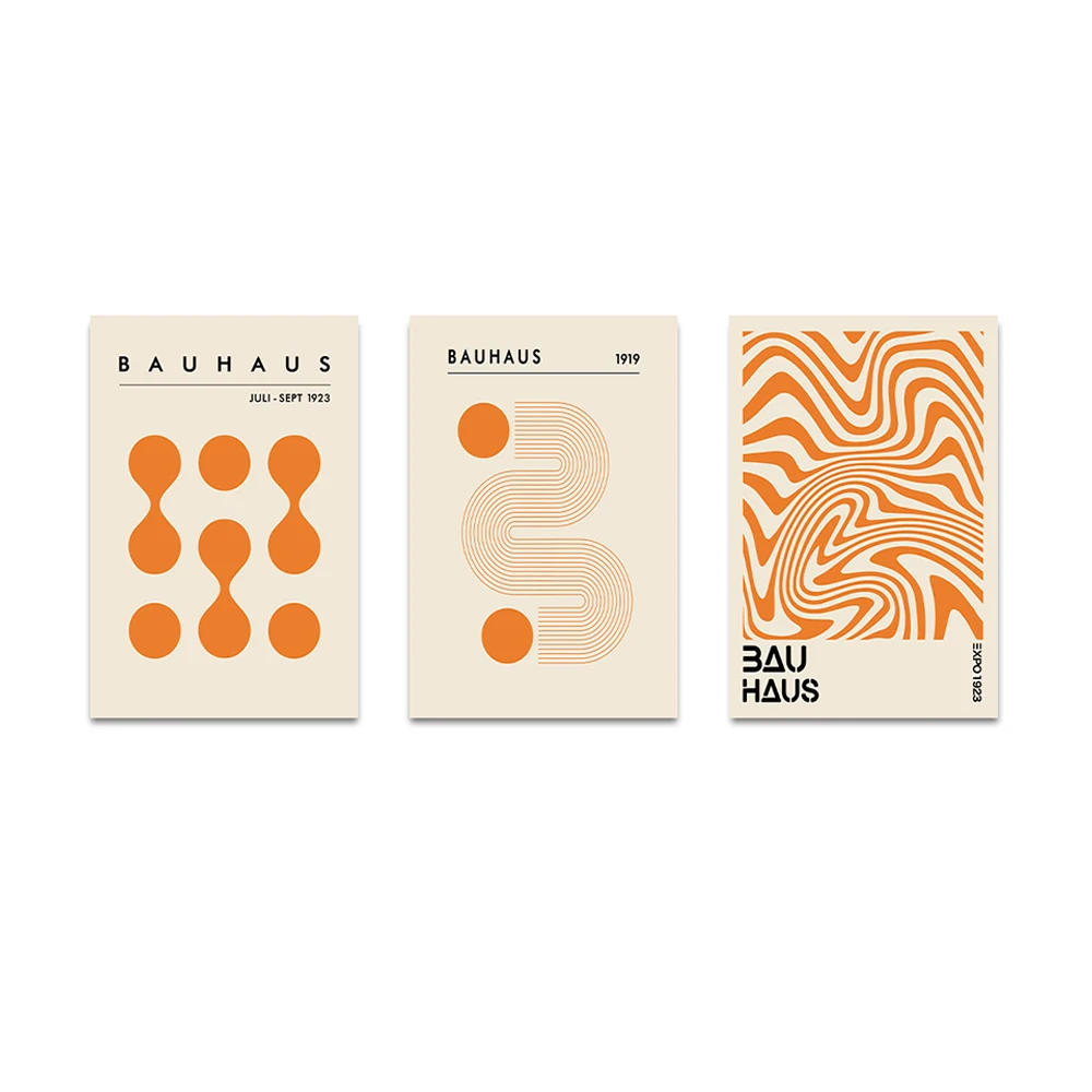 Plakat abstrakcyjny Bauhaus pomarańczowy Wzór 1