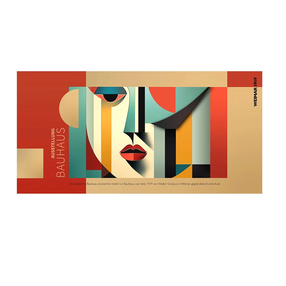 Bauhaus - geometryczny plakat w stylu retro Biały