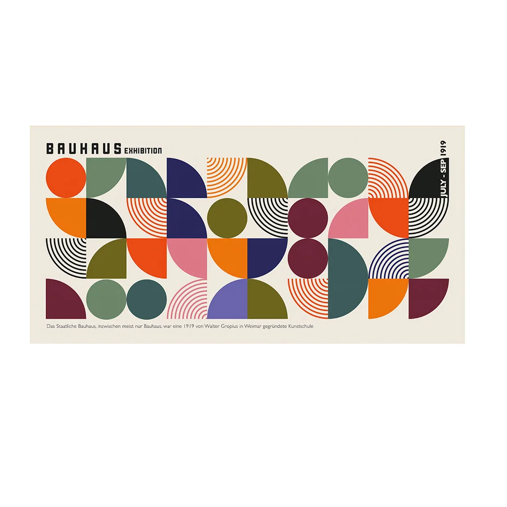 Bauhaus - geometryczny plakat w stylu retro Burgundia