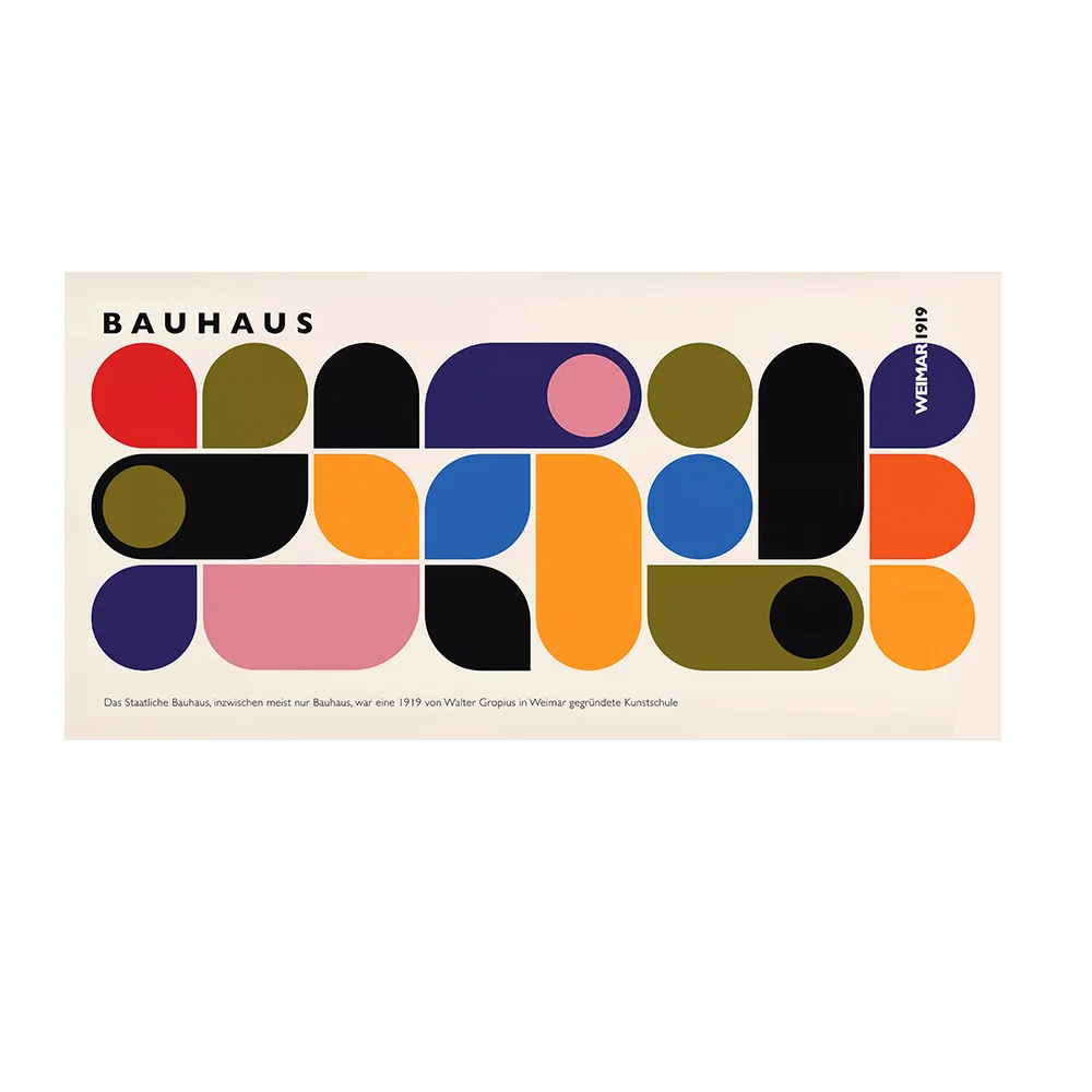 Bauhaus - geometryczny plakat w stylu retro Granatowy