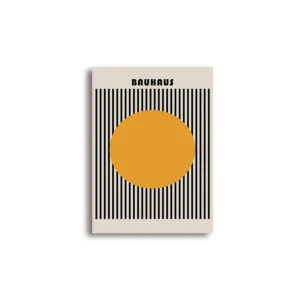 Plakat Bauhaus geometryczny retro do salonu żółty