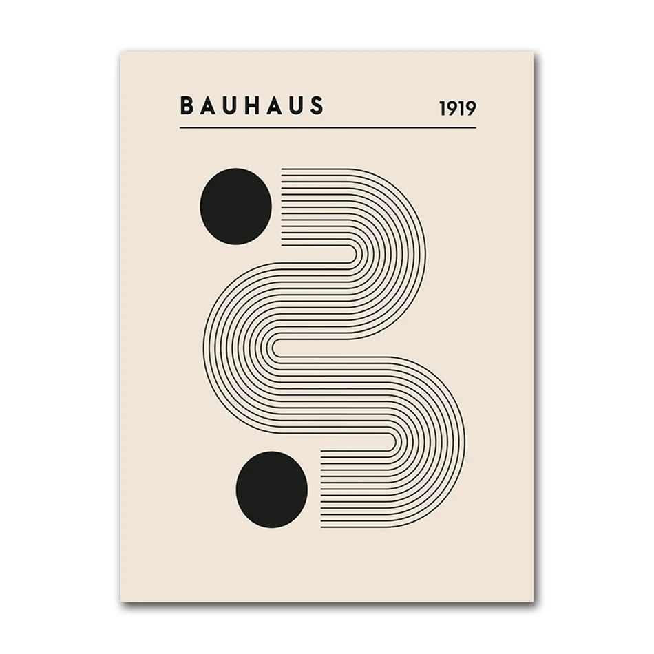 Plakat Bauhaus geometryczny vintage żółty