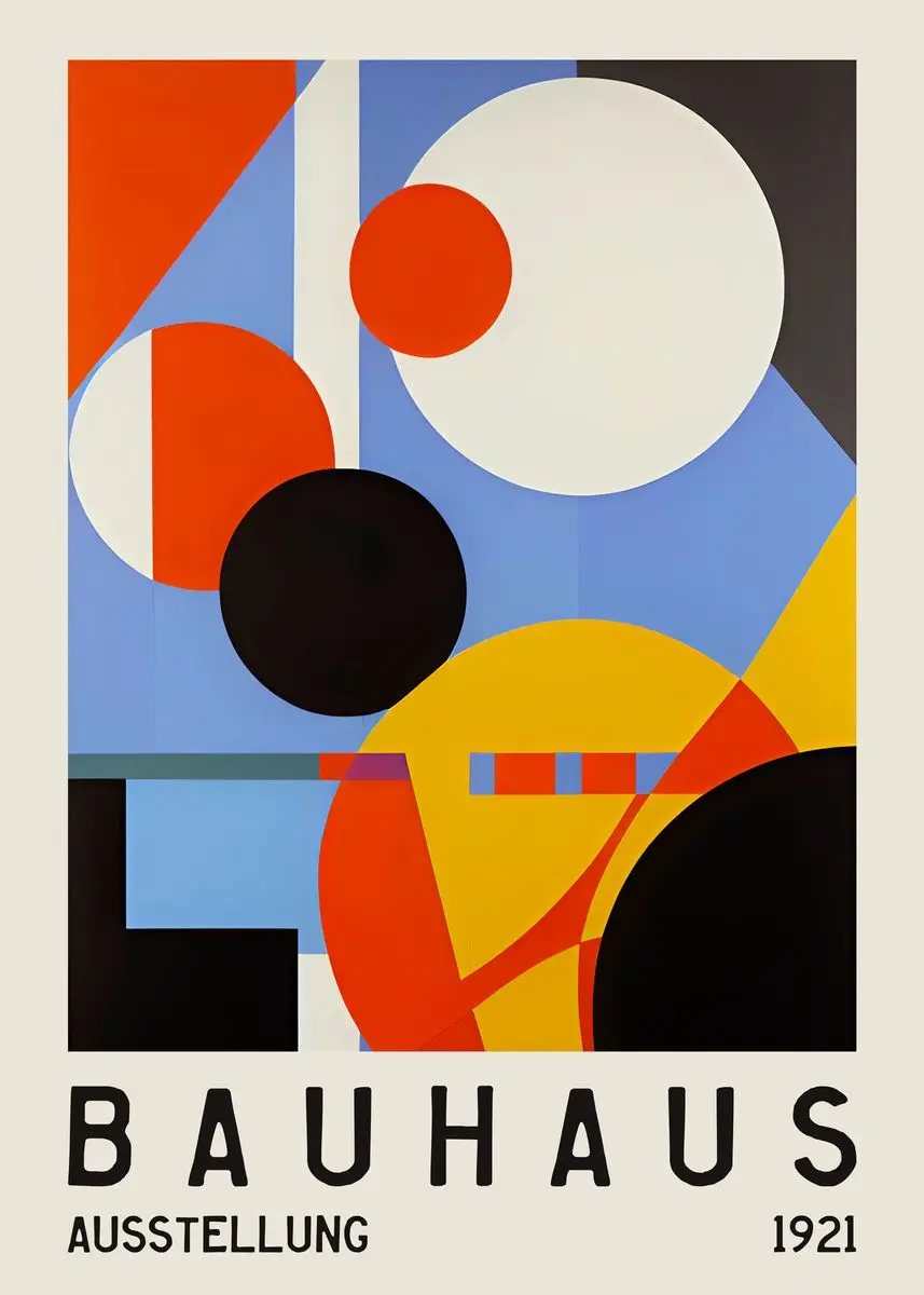 Plakat Bauhaus geometryczne linie Armijna zieleń