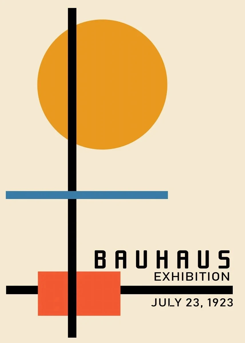 Plakat Bauhaus geometryczne linie Khaki