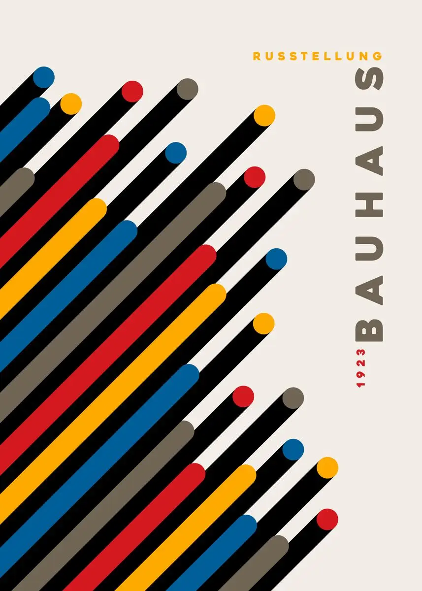 Plakat Bauhaus geometryczne linie Ciemny szary