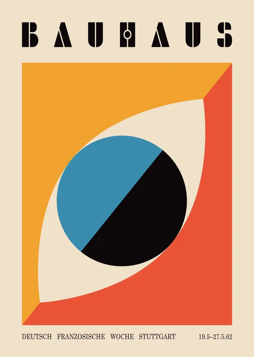 Plakat Bauhaus geometryczne linie Niebieski