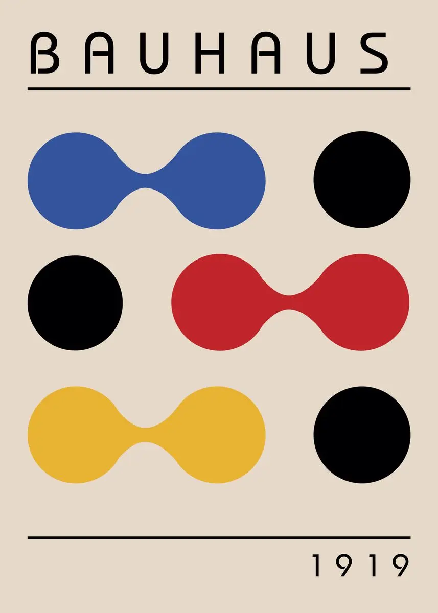 Plakat Bauhaus geometryczne linie Różowy