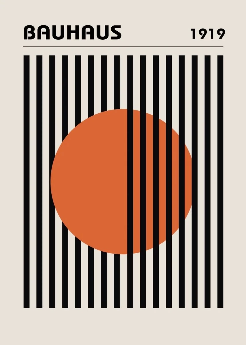 Plakat Bauhaus geometryczne linie Złoto