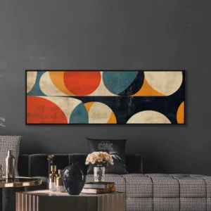 Bauhaus mid-century - panoramiczny plakat abstrakcyjny Biały