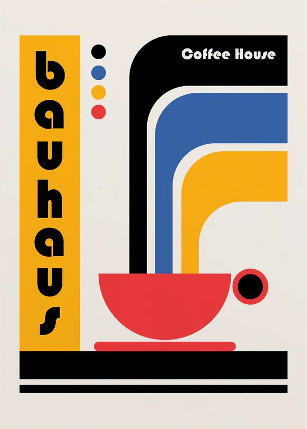 Bauhaus - geometryczny plakat z okiem Czarny