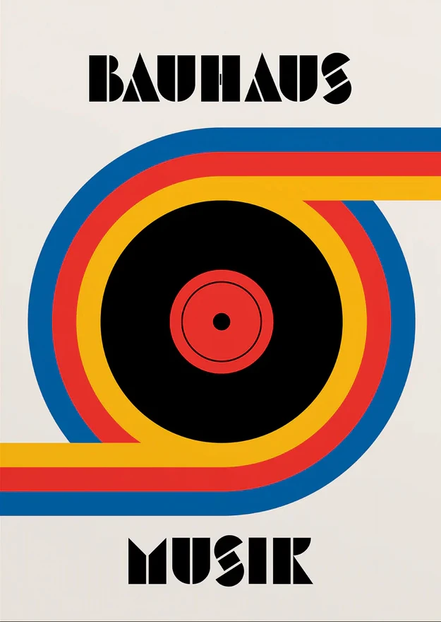 Bauhaus - geometryczny plakat z okiem Fioletowy/фиолетовый