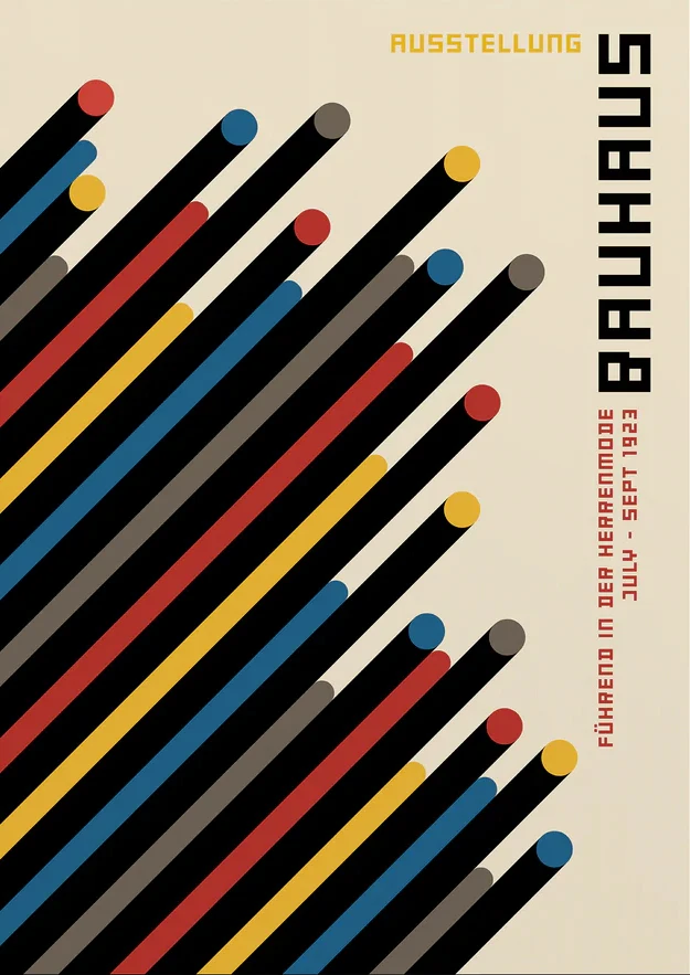 Bauhaus - geometryczny plakat z okiem Jasny