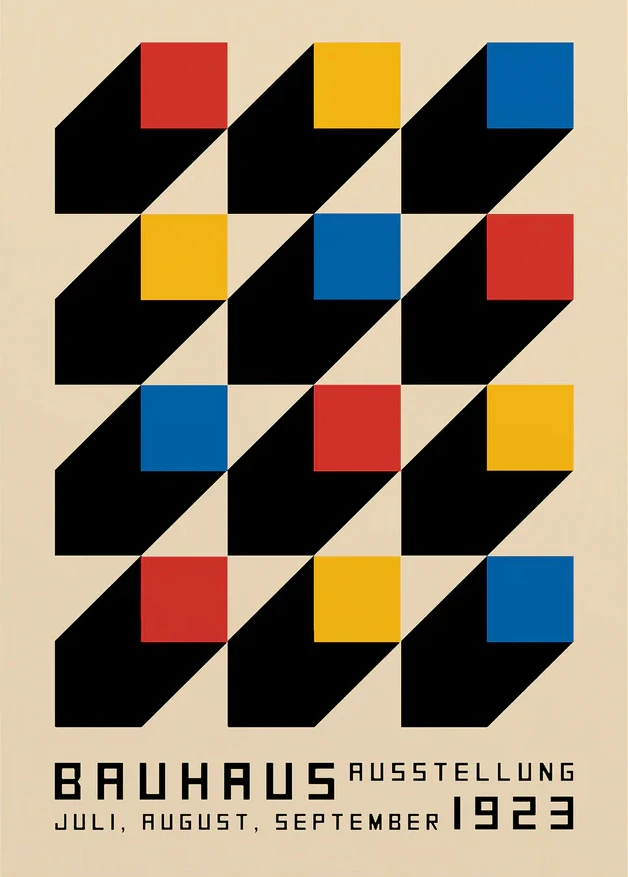 Bauhaus - geometryczny plakat z okiem Niebieski