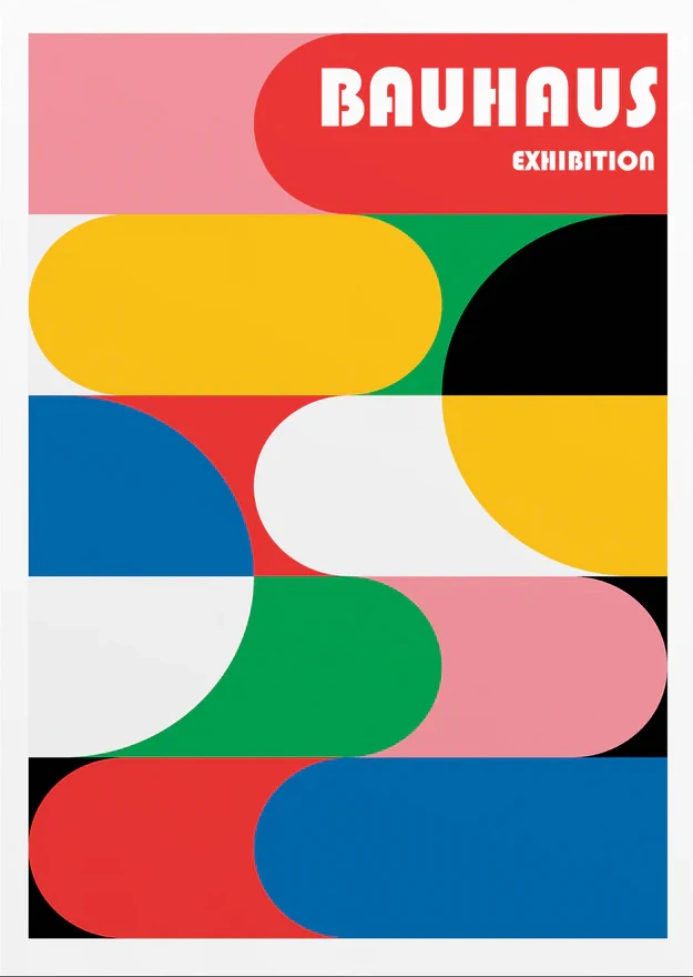 Bauhaus - geometryczny plakat z okiem żółty