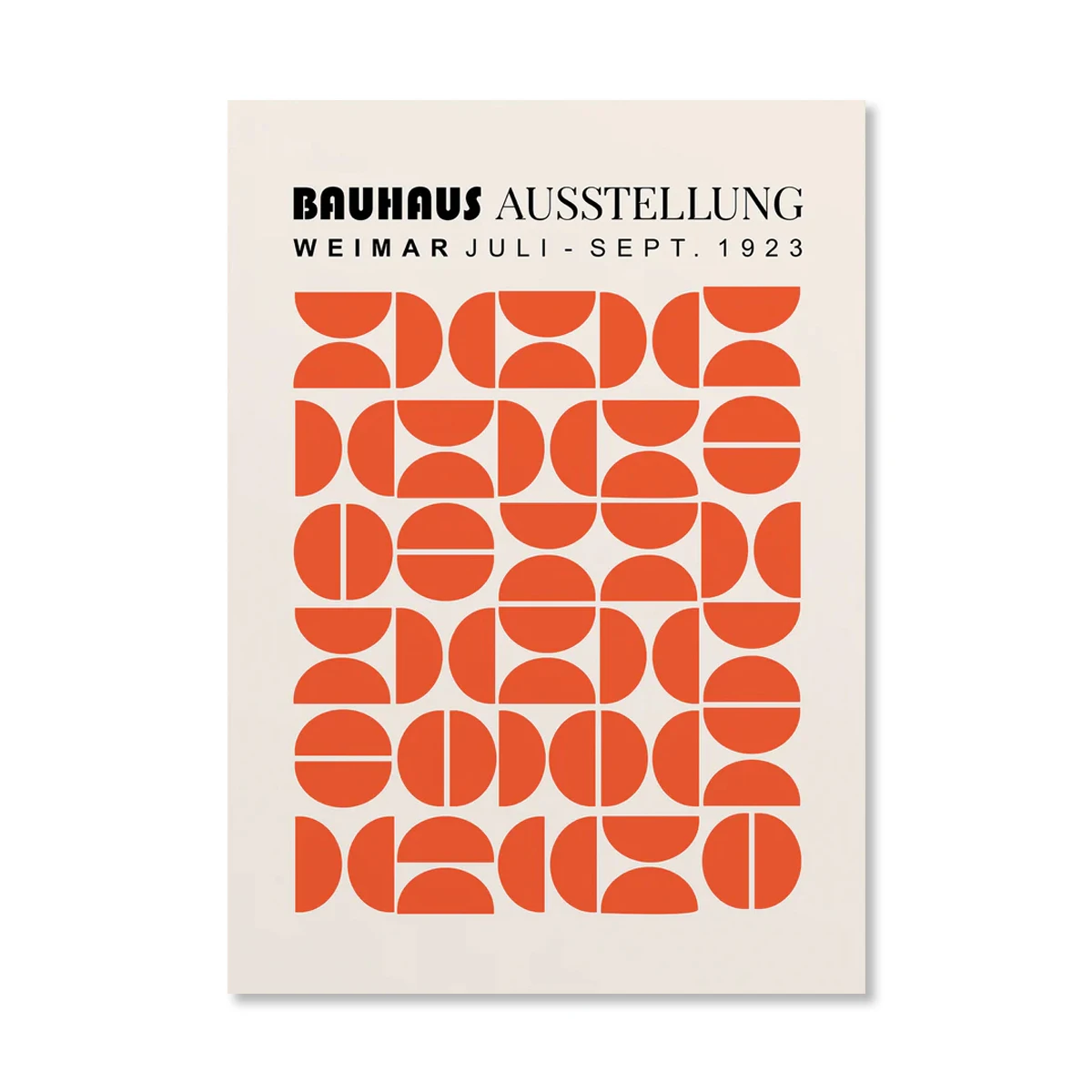 Pomarańczowy plakat Bauhaus - wschód słońca i rower Wzór 1