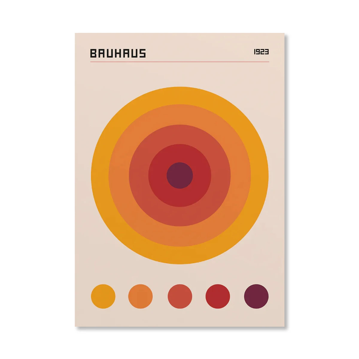 Pomarańczowy plakat Bauhaus - wschód słońca i rower Wzór 5