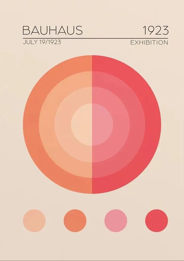 Pomarańczowy plakat Bauhaus - wschód słońca i rower Wzór 6