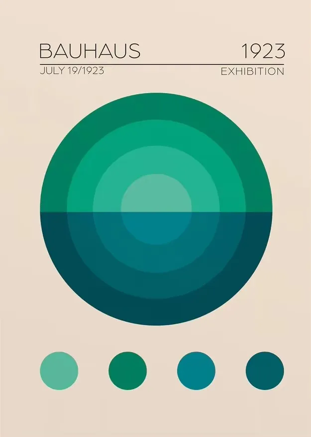 Pomarańczowy plakat Bauhaus - wschód słońca i rower Wzór 7