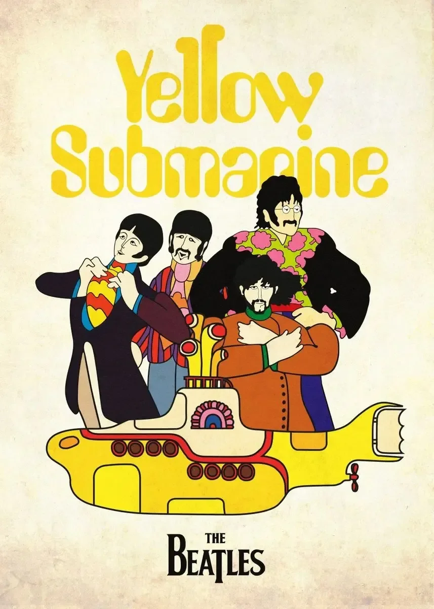 Plakat Beatles Yellow Submarine - kultowy zespół Wzór 2