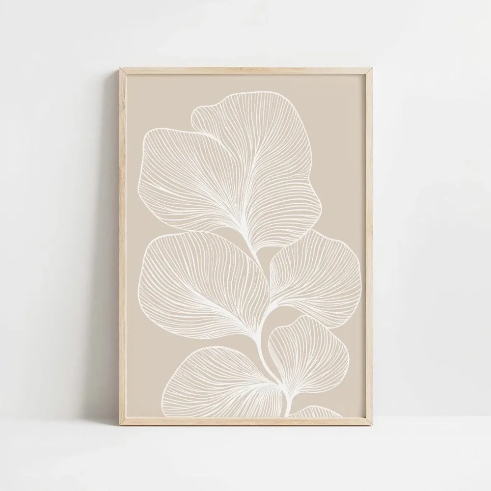 Beżowa linia kwiatowa – minimalistyczny plakat Zielony