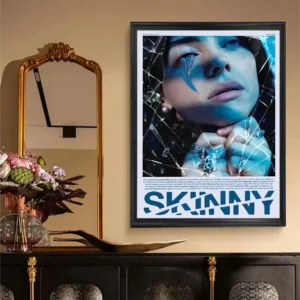 Plakat Billie Eilish w stylu vintage Niebieski