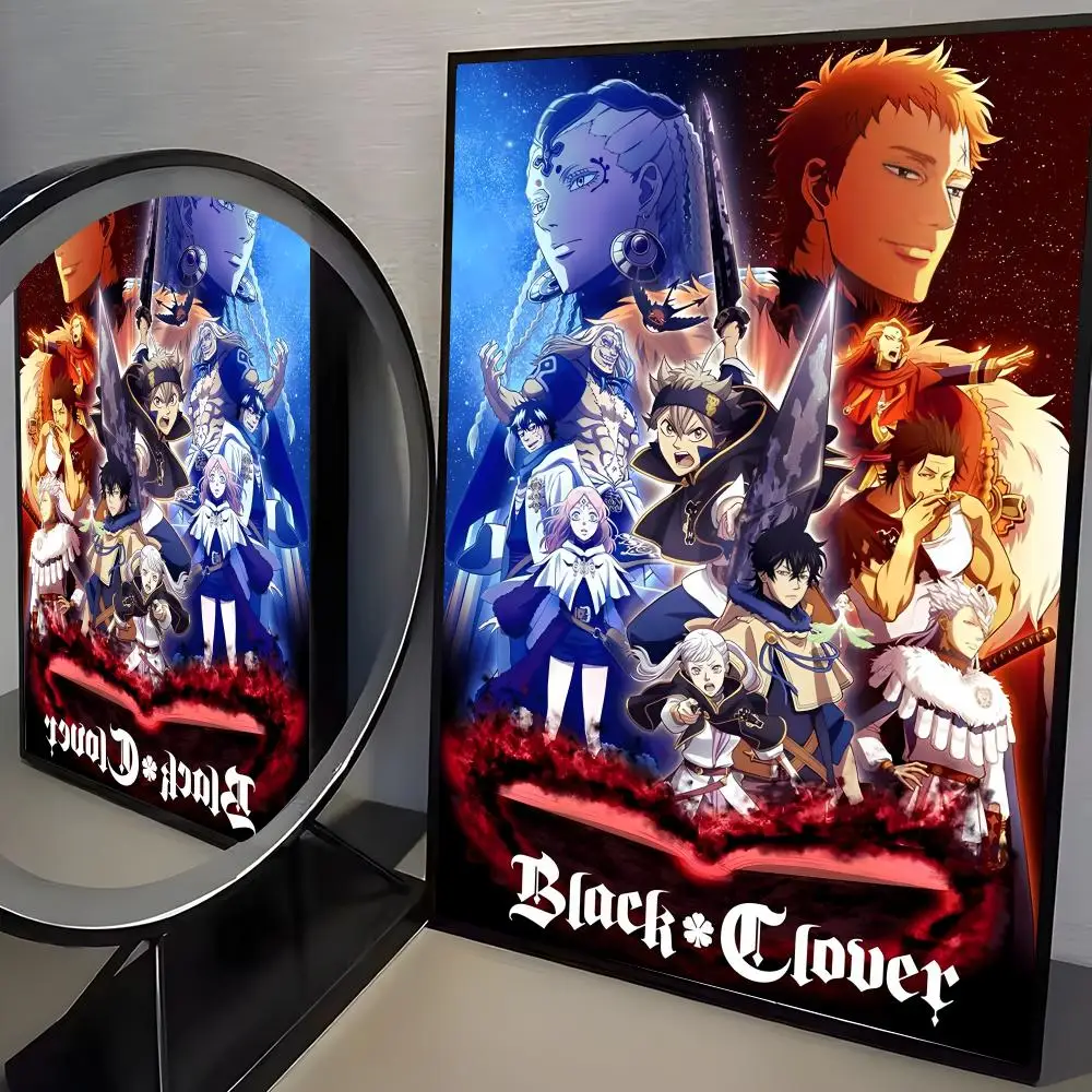 Plakat Black Clover - minimalistyczna grafika anime Burgundia