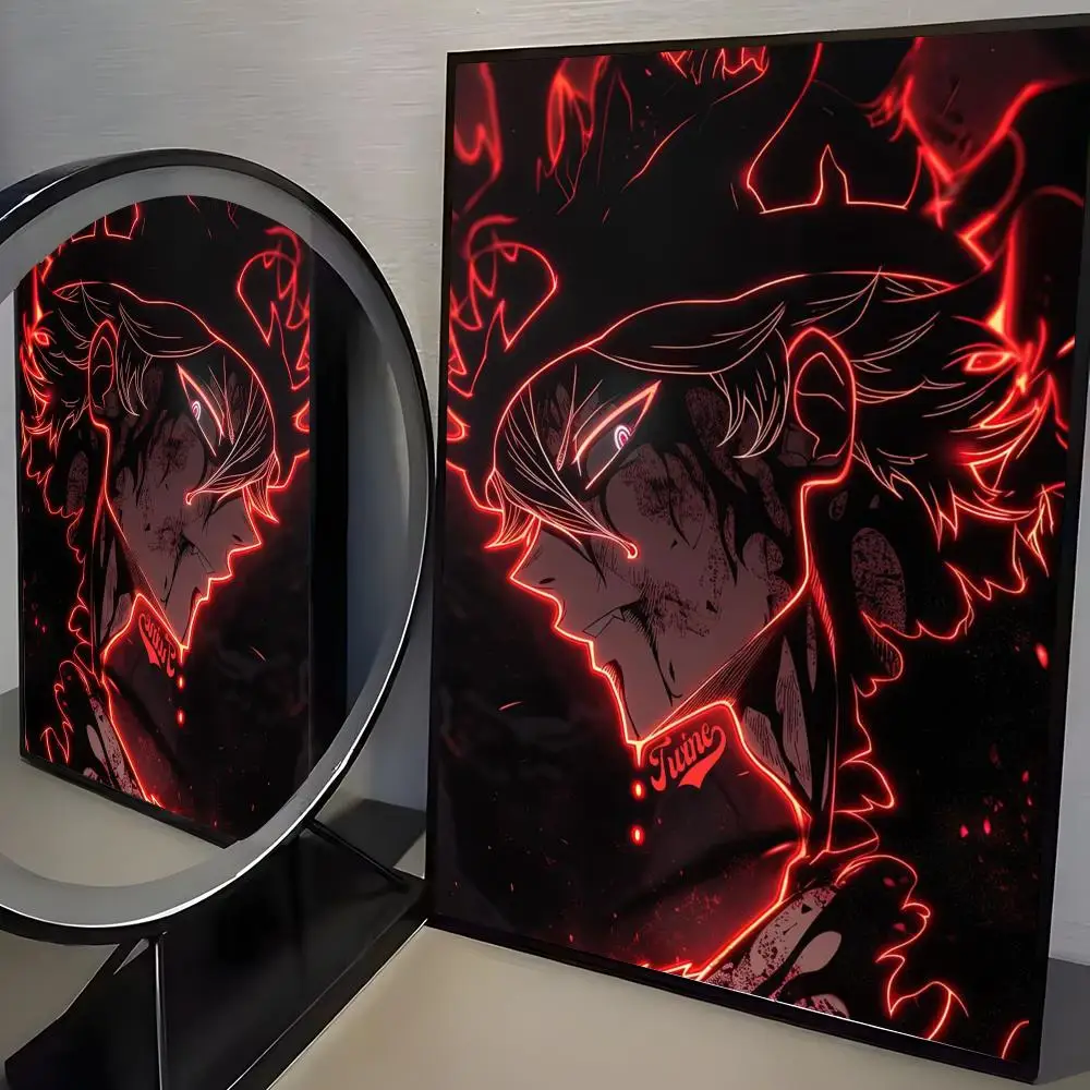 Plakat Black Clover - minimalistyczna grafika anime Fioletowy