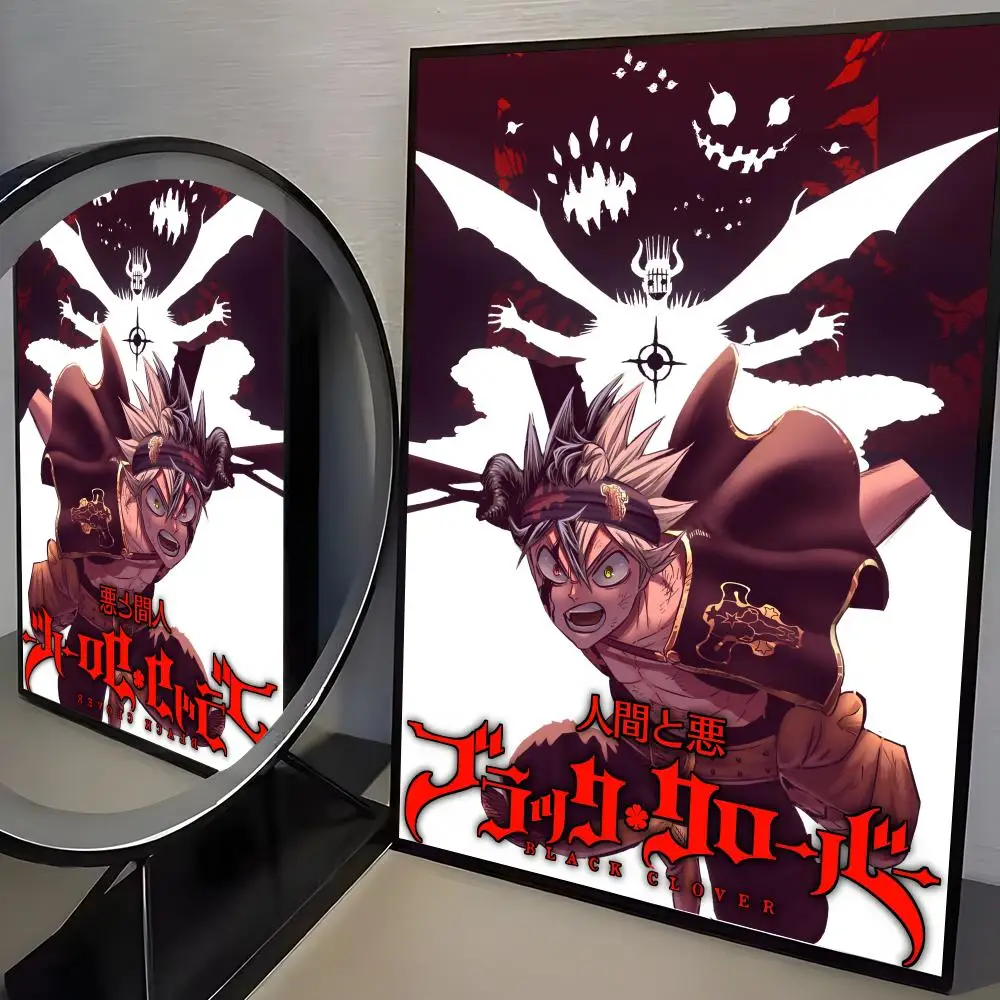 Plakat Black Clover - minimalistyczna grafika anime Jasnoszary