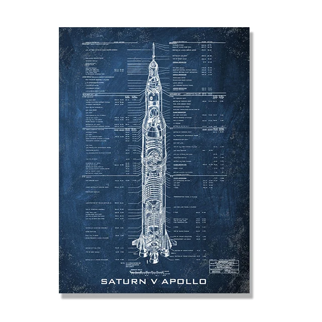 Plakat blueprint prom kosmiczny vintage Jasnożółty