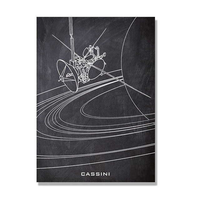 Plakat blueprint prom kosmiczny vintage śliwka