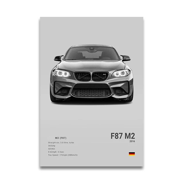 Plakat z samochodem sportowym BMW M - nowoczesna grafika do salonu Wzór 1