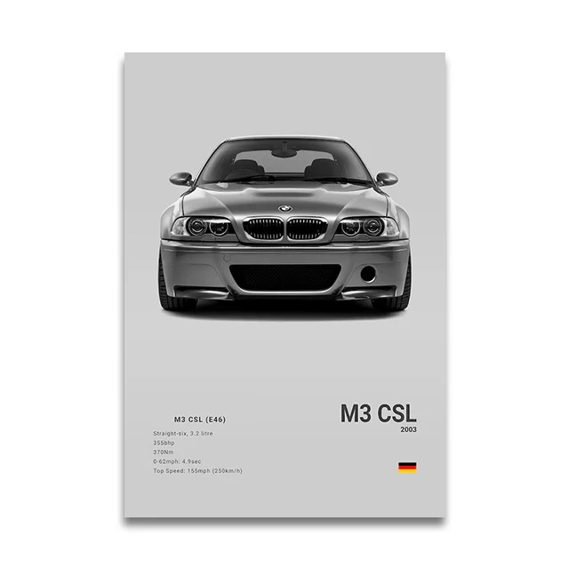 Plakat z samochodem sportowym BMW M - nowoczesna grafika do salonu Wzór 4