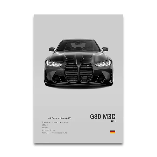 Plakat z samochodem sportowym BMW M - nowoczesna grafika do salonu Wzór 5