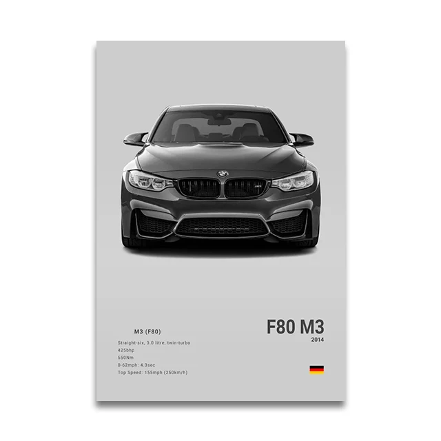 Plakat z samochodem sportowym BMW M - nowoczesna grafika do salonu Wzór 6