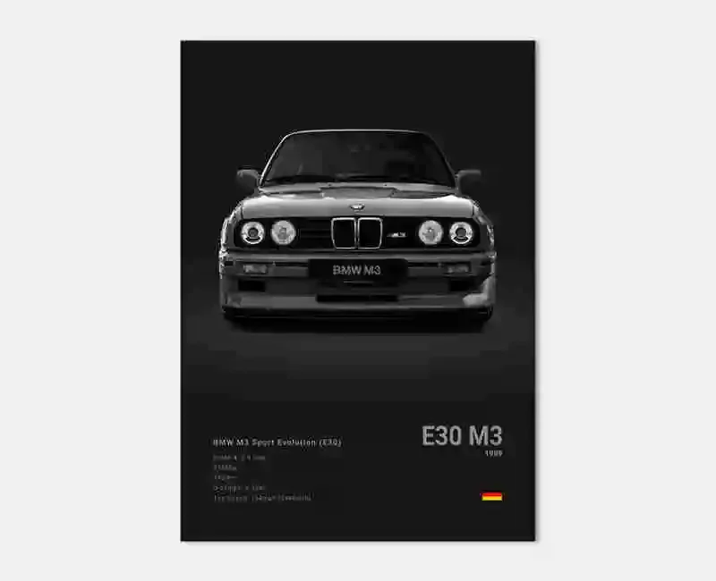 Plakat sportowe BMW czarno-biały Wzór 1