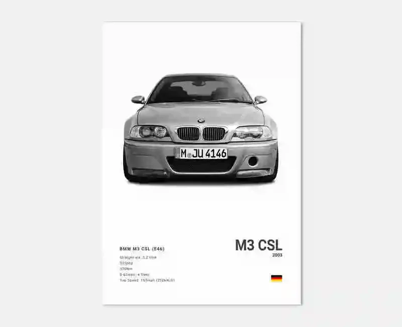 Plakat sportowe BMW czarno-biały Wzór 10