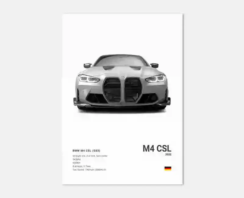 Plakat sportowe BMW czarno-biały Wzór 2