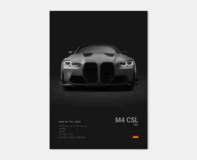 Plakat sportowe BMW czarno-biały Wzór 4