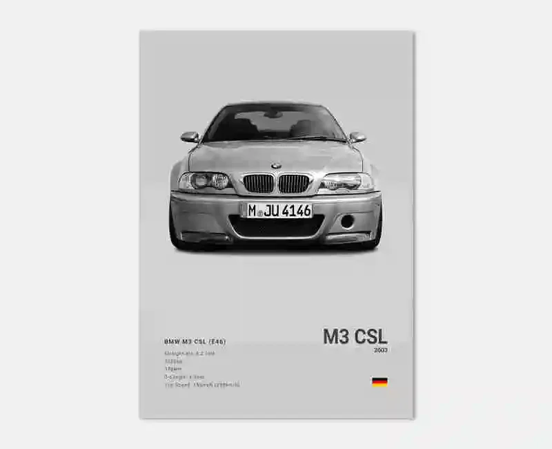 Plakat sportowe BMW czarno-biały Wzór 5