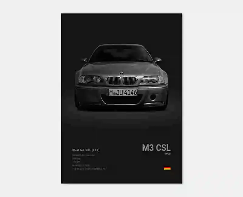 Plakat sportowe BMW czarno-biały Wzór 6