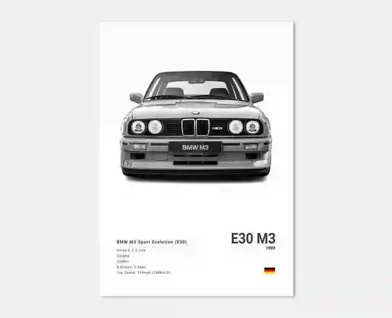 Plakat sportowe BMW czarno-biały Wzór 7