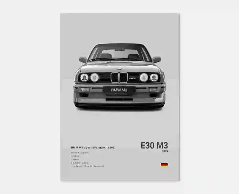 Plakat sportowe BMW czarno-biały Wzór 8