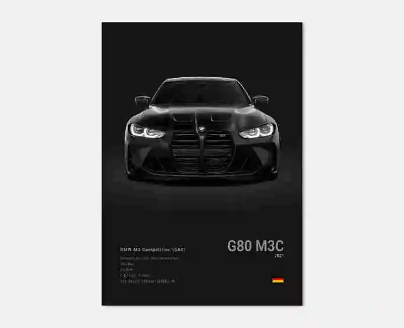 Plakat sportowe BMW czarno-biały Wzór 9
