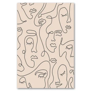 Plakat boho - abstrakcyjna twarz kobiety liniami Wzór 1