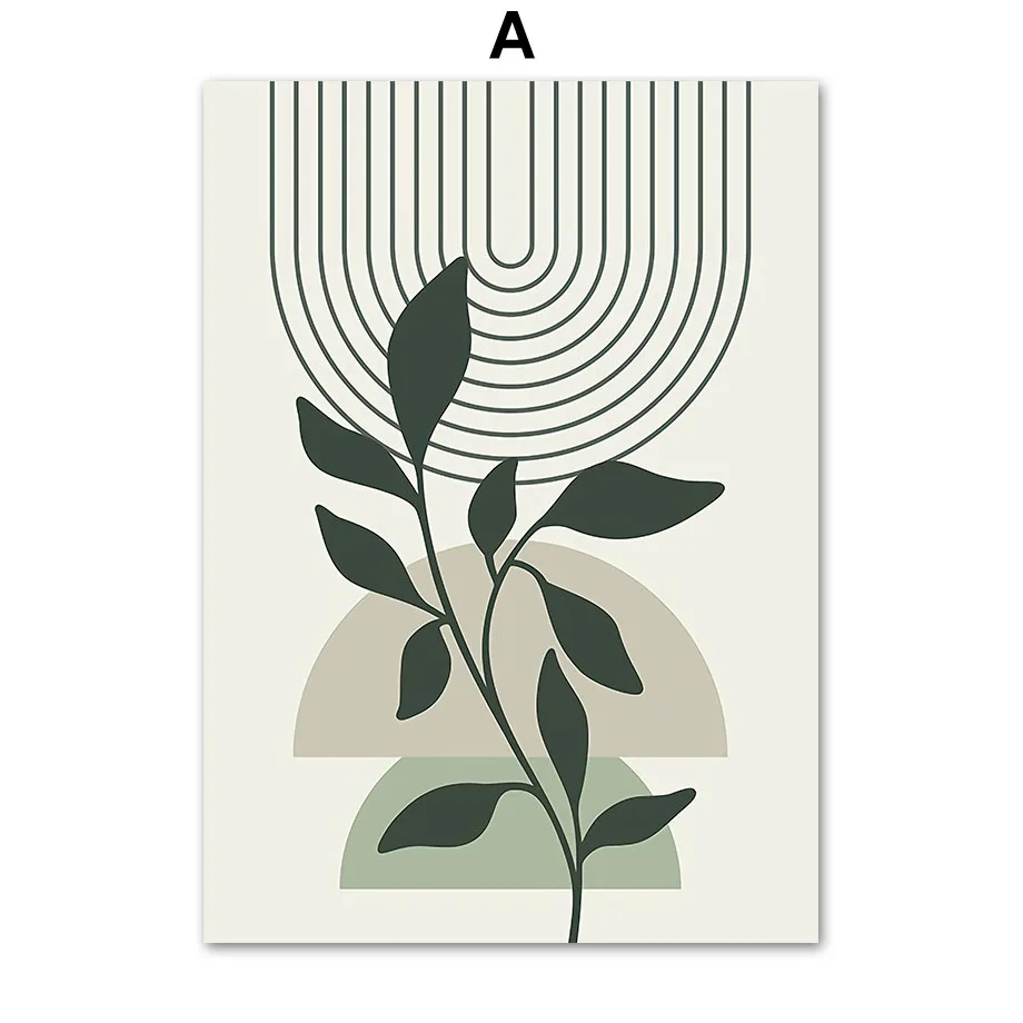 Plakat boho w stylu Matisse'a - liść i słońce Wzór 5