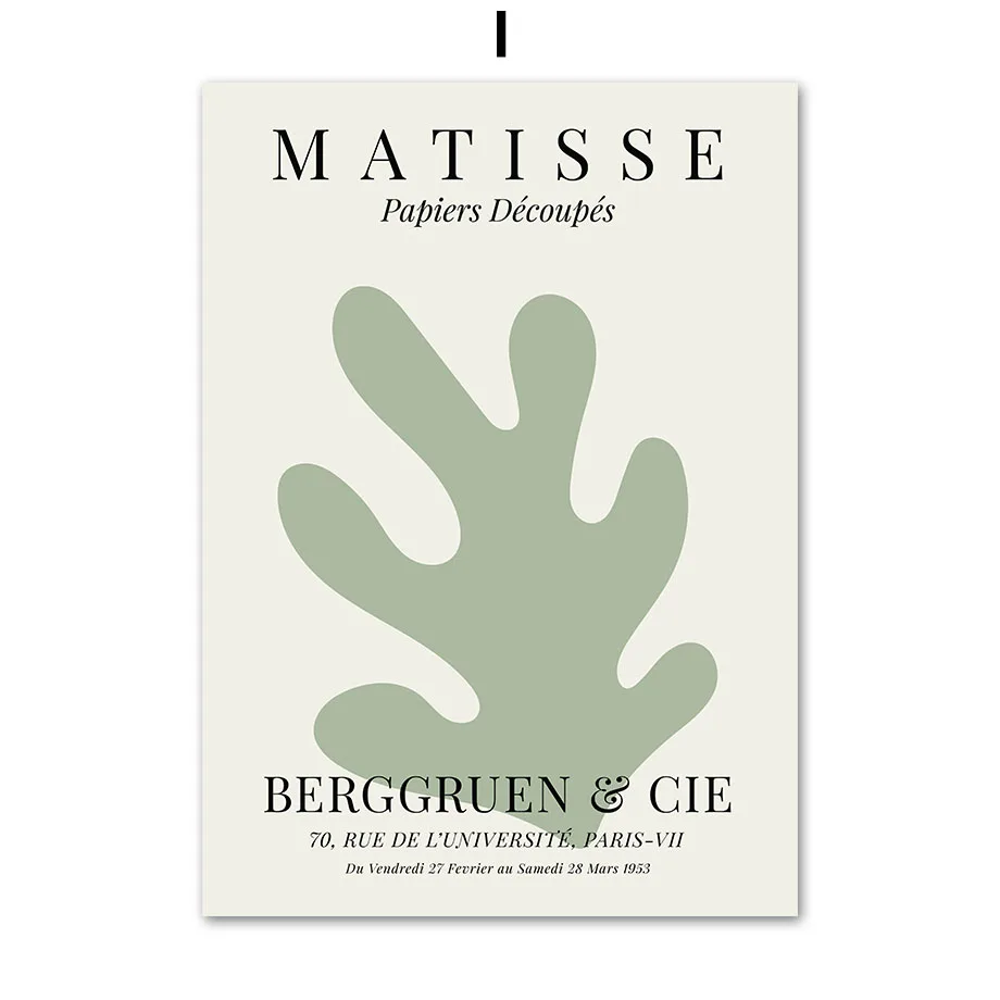 Plakat boho w stylu Matisse'a - liść i słońce Wzór 7