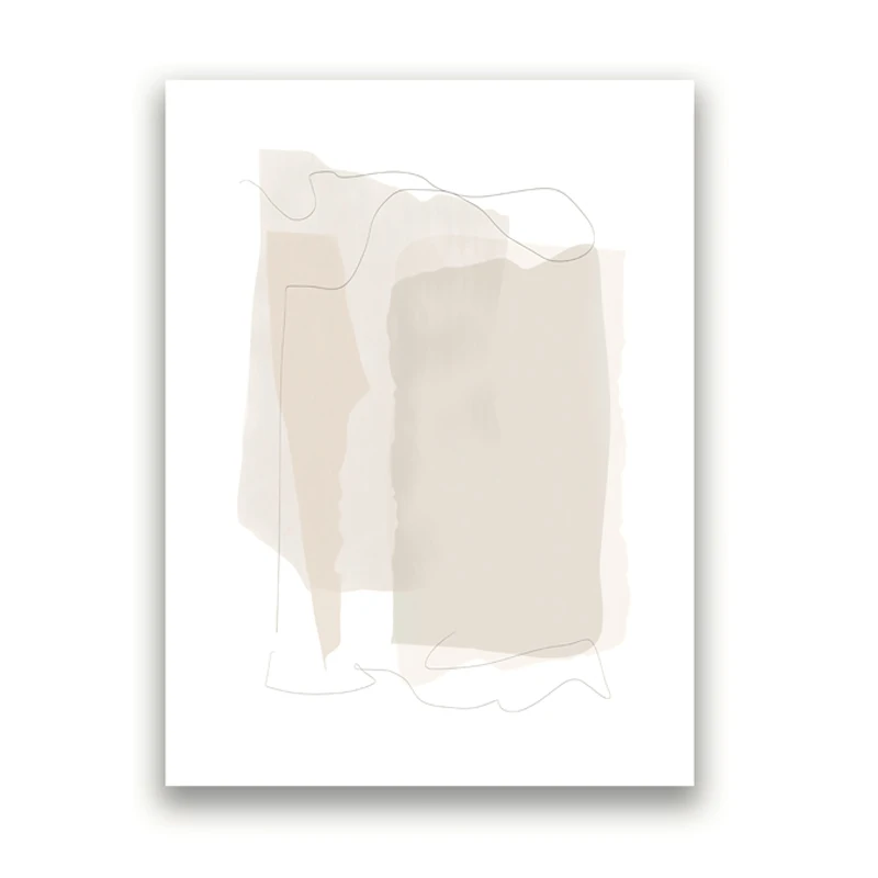 Plakat boho beżowo-szara abstrakcja akwarela Wzór 2