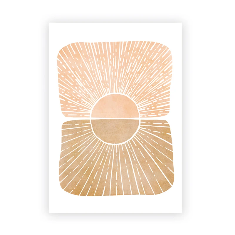 Plakat boho beżowo-szara abstrakcja akwarela Wzór 3