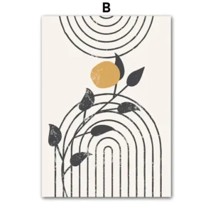 Plakat Boho Geometria Słońce Monstera Wzór 1